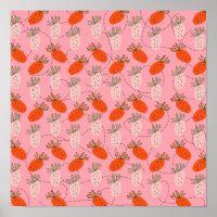 Fraises motif gribouillé rose blanc