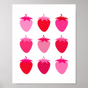 Affiche Fraises Rose Et Rouge
