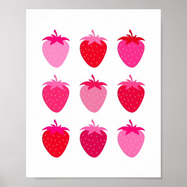 Affiche Fraises Rose Et Rouge (Devant)