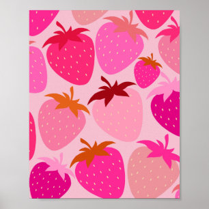 Affiche Fraises roses