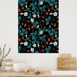 Affiche Fraises sauvages rouge/jaune/bleu/noir