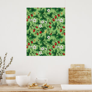 Affiche Fraises sauvages rouge/jaune/vert/