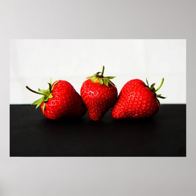 Affiche Fraises sur blanc sur noir wapcn (Devant)
