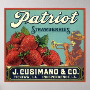 Affiche Fraises vintages de patriote d'art d'étiquette de
