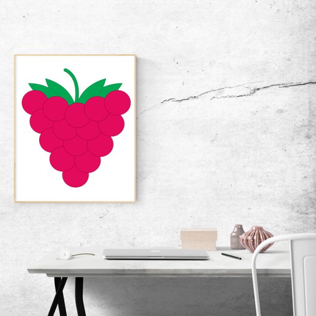 Affiche Framboise Fruit Baie Rose (A poster of a pink raspberry)