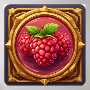 Affiche Framboises fraîches encadrées dans une œuvre d'art