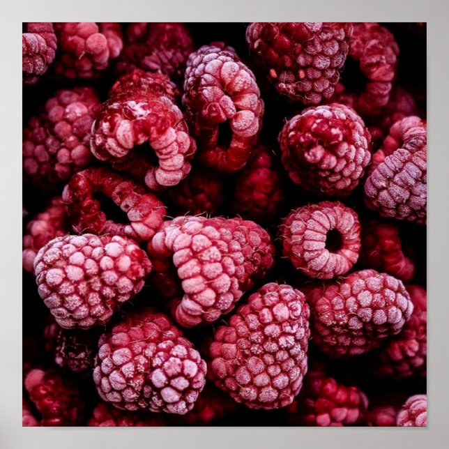 Affiche Framboises rouges frais (Devant)