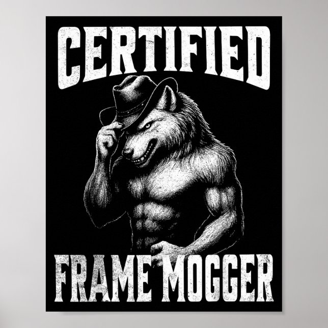 Affiche Frame mogging - loup alpha cringe drôle  (Devant)