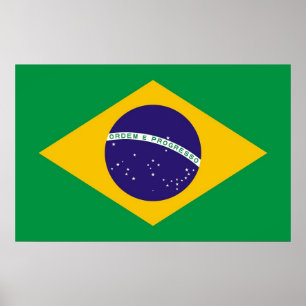 Affiche Framed print with Flag of Brazil