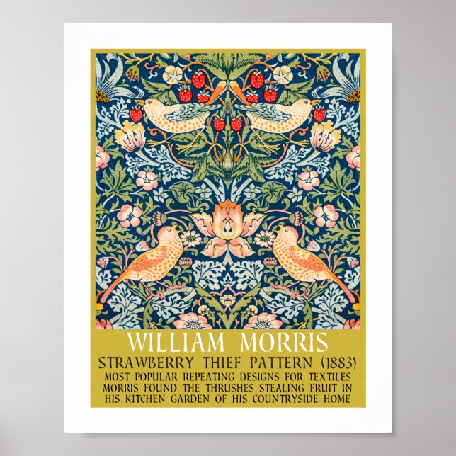 Affiche Frameur de fraises - Conception de William Morris (Devant)