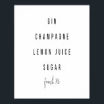 Affiche Français 75 Recette Cocktail<br><div class="desc">Français 75 Recette Cocktail</div>