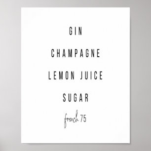 Affiche Français 75 Recette Cocktail