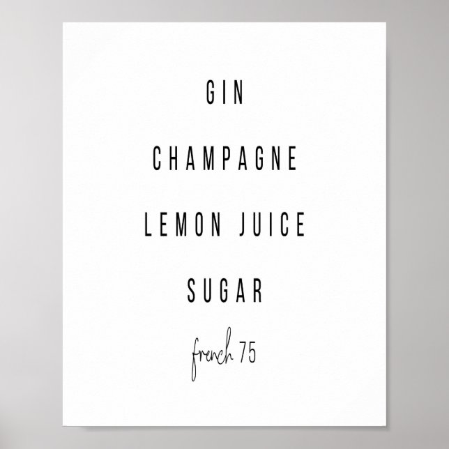 Affiche Français 75 Recette Cocktail (Devant)