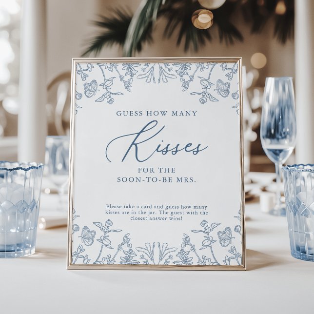 Affiche Français Blue Chinoiserie Combien De Baisers Jeu (Créateur téléchargé)