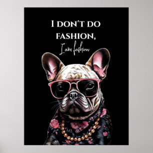 Affiche Français bulldog en chemise hawaïenne et lunettes
