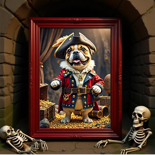 Affiche Français Bulldog Pirate Bold Capitaine (Créateur téléchargé)
