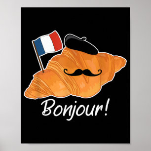 Affiche Français Croissant Lover France Drapeau Francophil