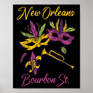 Affiche Français Nouvelle-Orléans Mardi Gras Souvenir Bour