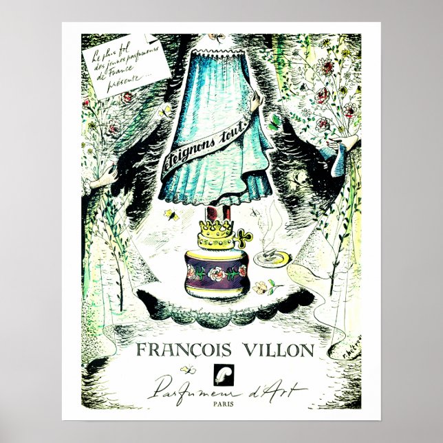 Affiche Français Parfum François Villon publicité Imprimer (Devant)