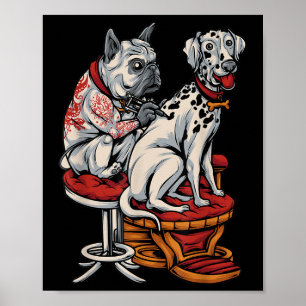 Affiche Française Carlin Dalmatie Française Bulldog Tattoo