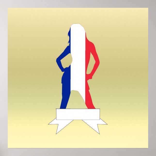Affiche Française sur arrière - plan or (Devant)