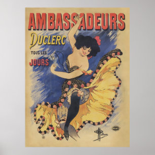 Affiche française vintage Art Nouveau Danseuse