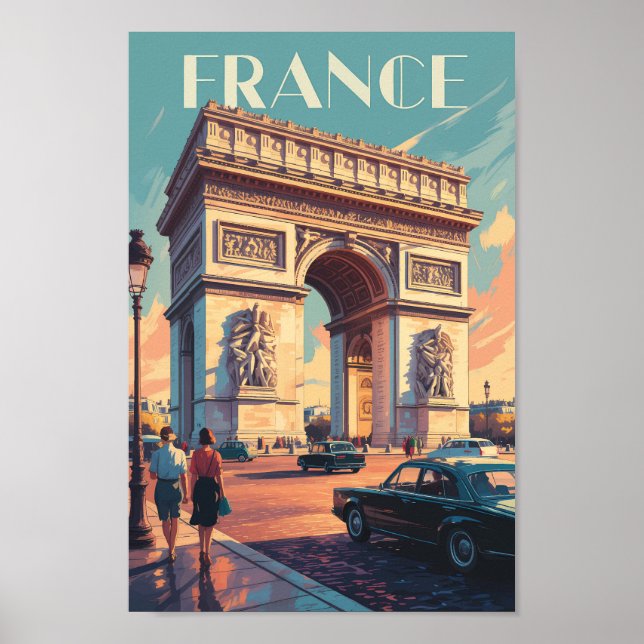 Affiche France Arc de Triomphe Travel Art Vintage (Devant)