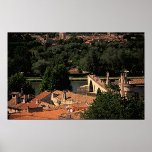 Affiche France, Avignon, Provence. Pont St, Benezet.
