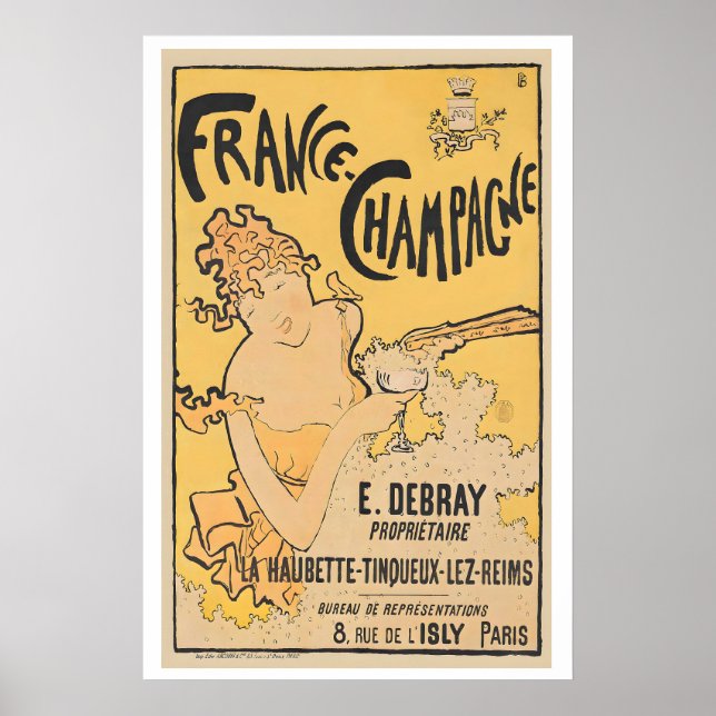 Affiche France-Champagne, 1891 - Vintage Food & Drink (Devant)