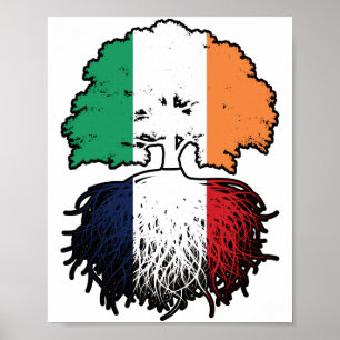 Affiche France French Irish Ireland Tree Roots Flag