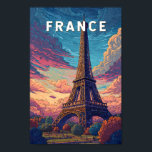 Affiche France Illustration Travel Art Vintage<br><div class="desc">La conception rétro-vectorielle de la France. De l'emblématique Tour Eiffel à Paris aux vignobles de Bordeaux et à la beauté côtière de la Côte d'Azur, la France vous propose un voyage romantique, historique et plein de charme.</div>