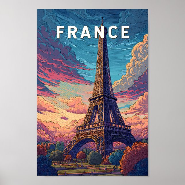 Affiche France Illustration Travel Art Vintage (Devant)
