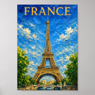 Affiche France : Tour Eiffel Art Souvenir Ensoleillé