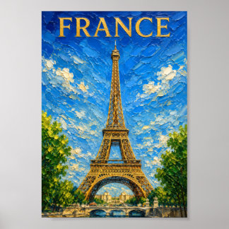 Affiche France : Tour Eiffel Art Souvenir Ensoleillé