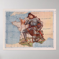 France vintage Jeanne d'Arc Carte Illustrative (19