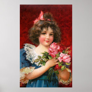 Affiche Frances Brundage : Fille avec des roses