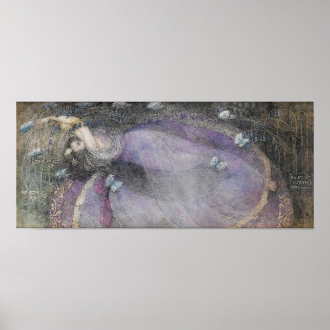Affiche Frances MacDonald's "Girl with Blue Butterflies" (Devant)
