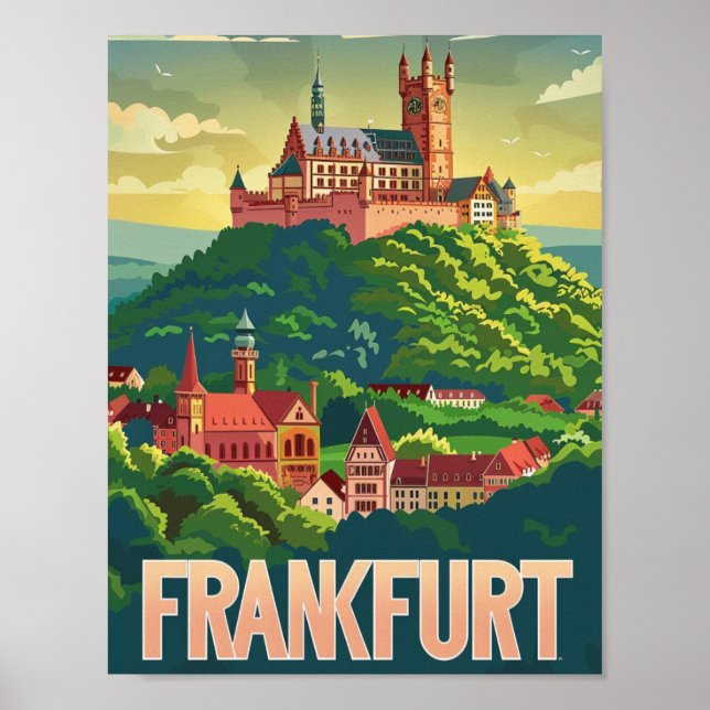 Affiche Francfort Allemagne Célèbre Vintage voyage Place (Devant)