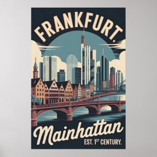 Affiche Francfort Allemagne Rétro Skyline Paysage Urbain V