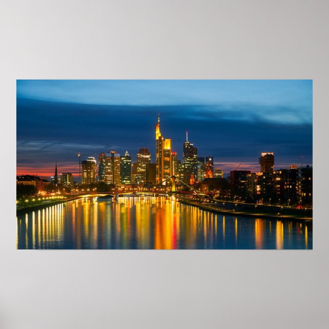Affiche Francfort Allemagne Ville de nuit (Devant)
