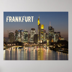 Affiche Francfort Skyline Allemagne Souvenir Vintage cadea
