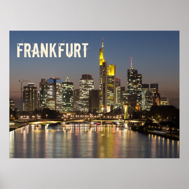 Affiche Francfort Skyline Allemagne Souvenir Vintage cadea (Devant)