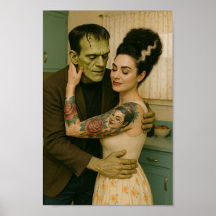 Affiche Frankenstein et Bride MCM Art