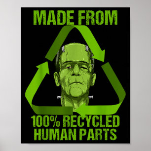 Affiche Frankenstein fait à partir de pièces humaines recy