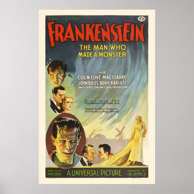 Affiche Frankenstein - Film de science-fiction vintage sty (Devant)
