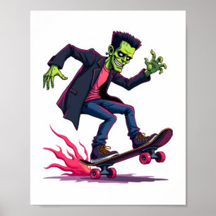 Affiche Frankenstein Skate - Cool Halloween Streetwear Sh