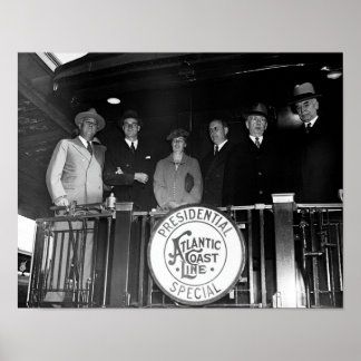Affiche Franklin et Eleanor Roosevelt en train avec le per