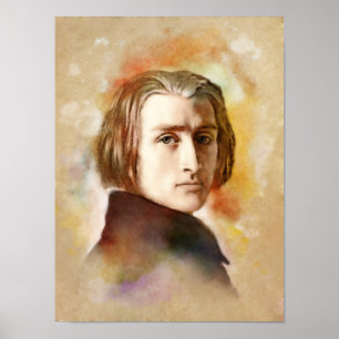 Affiche Franz Liszt Portrait im Aquarell Style