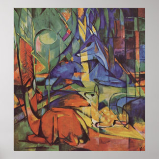 Affiche Franz Marc - Cerf dans Woods II 1913-14 Lune Fawn