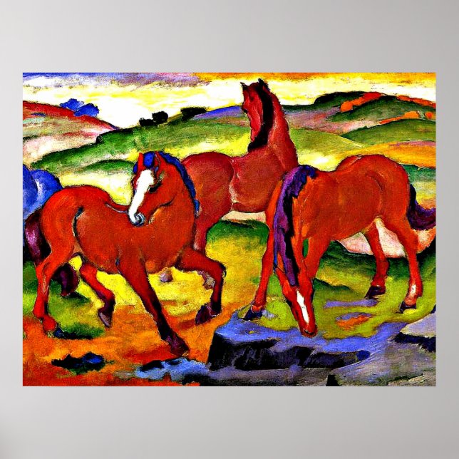 Affiche Franz Marc - Chevaux de pâturage IV. 1911 (Devant)